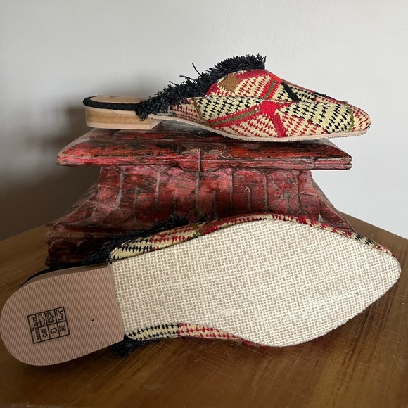 NIB Free People Fabric Newport Flat Red Size 8 Loafer Mules - Picture 5 of 7